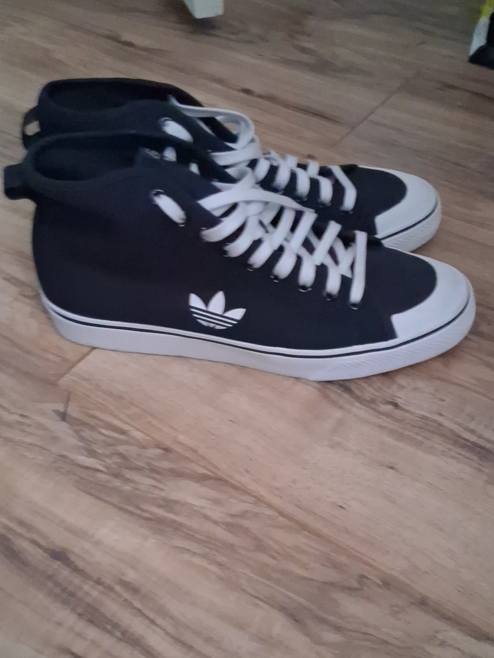 adidas Black and White Mid-Top Canvas Sneakers